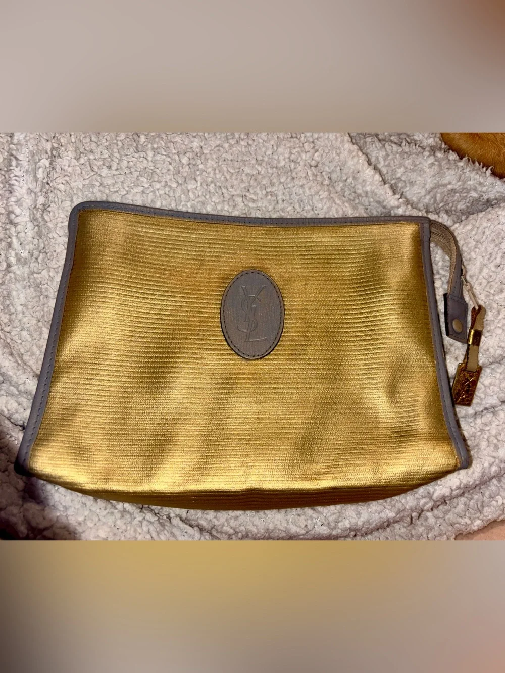 Vintage YSL Yves Saint Laurent Gold Toiletry Pouch/Crossbody Bag